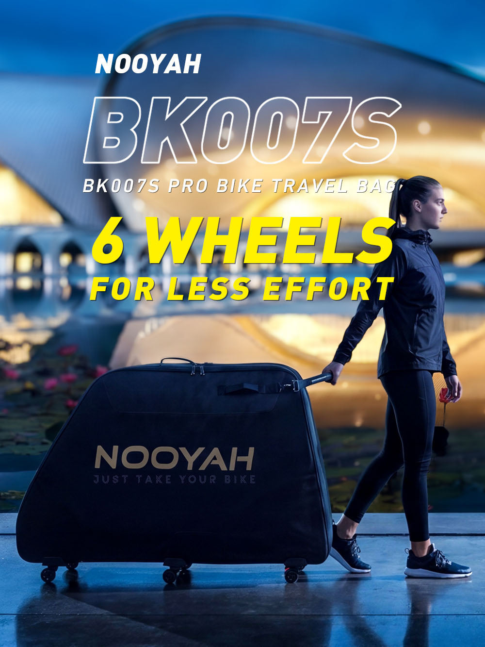 NOOYAH Bike Transport Bag Travel Bag Case Optimised for Carrying Mountain Bikes Safely and Comfortably with 6 Universal Wheels