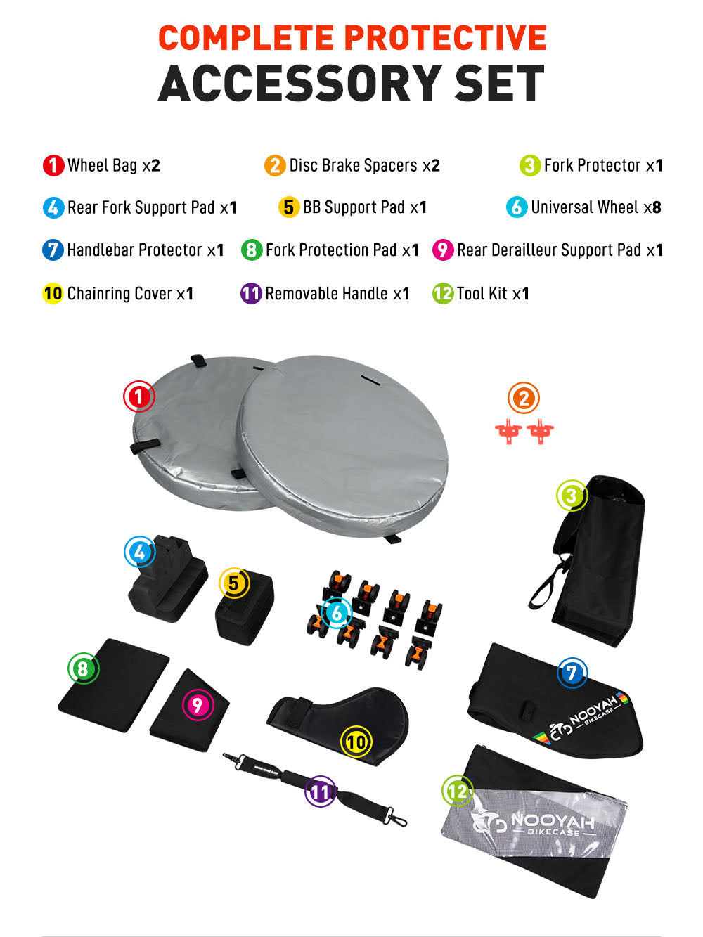 NOOYAH Bike Transport Bag Travel Bag Case Optimised for Carrying Mountain Bikes Safely and Comfortably with 6 Universal Wheels