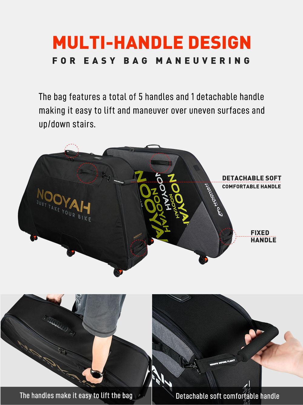 NOOYAH Bike Transport Bag Travel Bag Case Optimised for Carrying