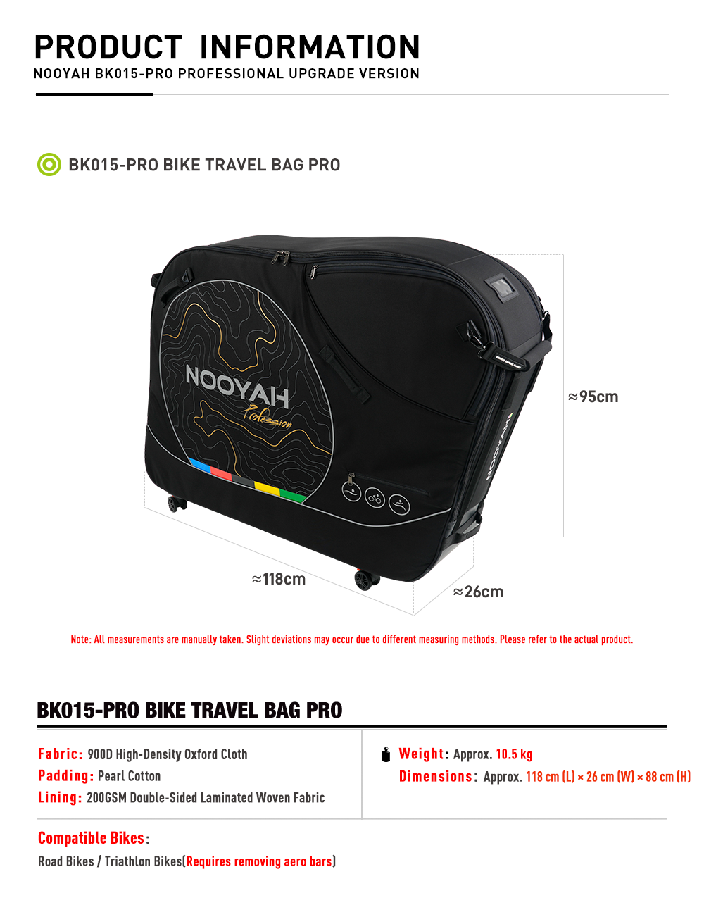 NOOYAH Bicycle Travel Bag with Aluminum Stand